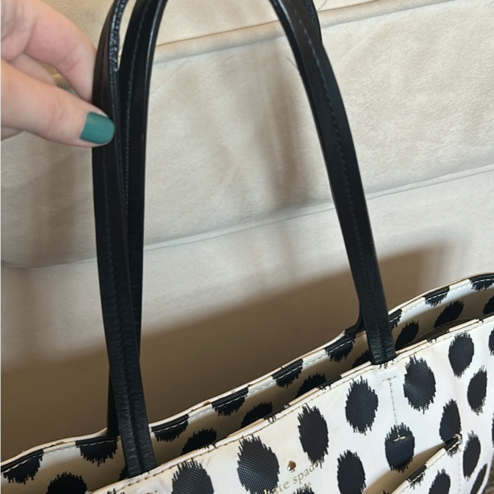 Kate Spade Dalmation Polka Dot Black and White Tote - Picture 3 of 5